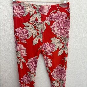 LuLaRoe Red Floral Leggings